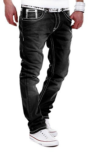 MT Styles Jeans Straight-Fit Hose RJ-133 [Schwarz, W32/L32]