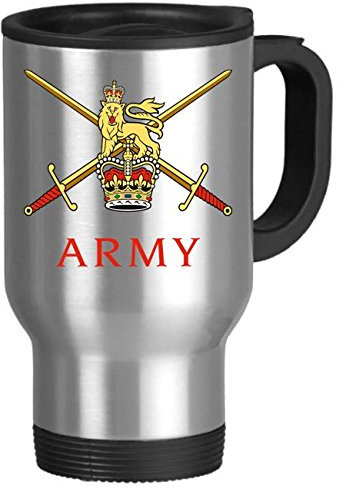 British Army Travel Mug-Silver aluminum Army logo by generations gone by