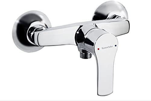Ramon Soler Grifo de Ducha Monomando Cromado, Ahorro de Agua con Sistema S2, Diseño Moderno, Serie Titanium, Ideal para Baño Eficiente y Elegante