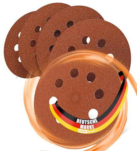 Woltersberger® Exzenter Schleifscheiben Ø 125mm | 8 Loch in rot | Schleifpapier für optimales schleifen, vielseitig einsetzbar, verschiedene Körnungen und Stückzahlen (50 Stück, P40 Körnung)