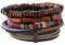 Hilai Unisex Mixed Bracelets Adjustable Handmade Multi Strand Braided Cowhide Bracelets Woven Leather Wristbands Wooden Beads Bracelet Wrist(1set of 5 pcs)