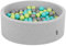 KiddyMoon Piscine À Balles pour Bébé Rond 90X30cm/200 Balles 7Cm Fosses À Boules Jouet Enfant, Gris Clair:Vert Clair/Turquoise Clair/Gris