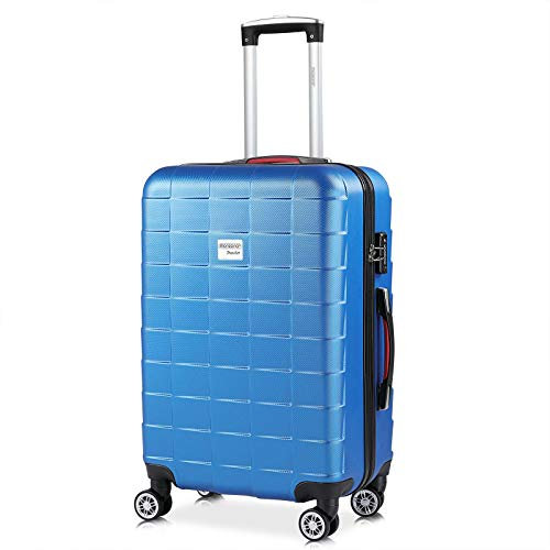MONZANA® Koffer Handgepäck Trolley mit TSA Schloss Zwillingsrollen Teleskopgriff Standfüße Größe L Blau Reisekoffer Rollkoffer