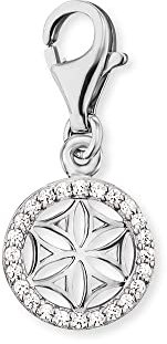 Engelsrufer Damen Charm Anhänger Lebensblume Silber aus Sterling Silber - besetzt mit 24 Zirkonia Steinen - Karabinerverschluss - nickelfrei