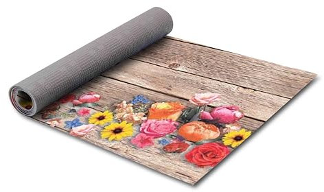HomeLife Tappeto Cucina Antiscivolo Lavabile Made in Italy | Tappeto Passatoia al Metro PVC e Cotone con Stampa Colorata | Tappeto Cucina 240 cm in Vinile, Moderno e Decorativo, Bouquet di Fiori
