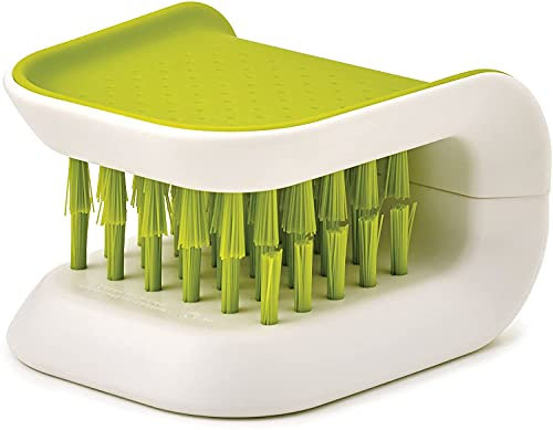 Non-Slip Blade Brush, Knife Cleaner, ABS Cutlery Cleaner, Green Double Sided Bristle Scrubber for Kitchen Chopsticks Fork Spoon Knives Washing by Doxishruky (Green, 2pcs)