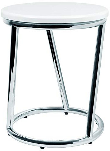 Libaro Badhocker Salina, Metall Chrom glänzend, Sitzhocker rund, Hocker weiß im Design Bar Stool Barhocker, als Küchenhocker Schemel oder Sitzbank im Flur, Toilettenhocker hoch für Erwachsene