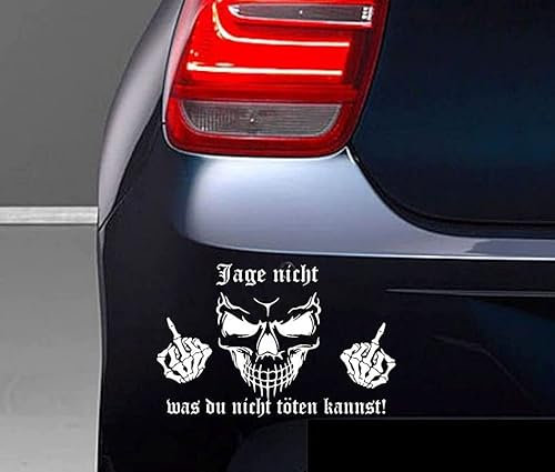 myrockshirt JAGE Nicht was DU Nicht TÖTEN Kannst TypS in 18x12 Auto Aufkleber cm Totenkopf Skull Lack oder Hecksscheibe F*ck Finger JDM OEM Tuning Sticker Decal freie Farbwahl