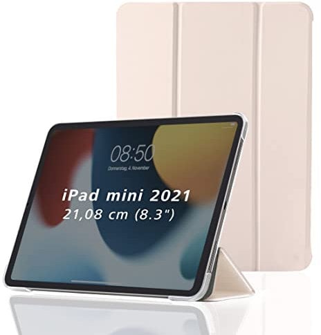 Hama Hülle für Apple iPad Mini 2021 (aufklappbares Case für Apple Tablet Mini 6. Generation, Schutzhülle mit Standfunktion, transparente Rückseite, magnetisches Cover) rosa Rose pink