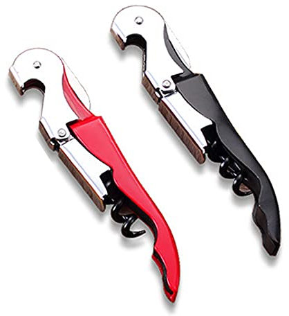ZHSH Waiters Corkscrew, Heavy Duty Stainless Steel Double Hinges Wine Bottles Opener, Multifunctional Beer Opener, Wine Key for Servers Bartenders (RED & Black)