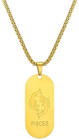 AFSTALR Gold Kette 12 Sternbilder Fische Halskette Herren Tierkreis Kette Anhänger Konstellation Kette