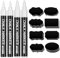 APOGO Lot de 4 marqueurs à craie blancs pour tableau lavable, pointes réversibles 3 mm, 6 mm et 45 étiquettes, crayons de peinture pour fenêtre, peinture de fenêtre pour enfants