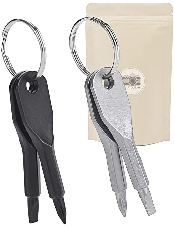 2X NS Lot de Clés Tournevis Plat et Cruciforme Outil de poche toujours utile 2 Noir 2 Argent