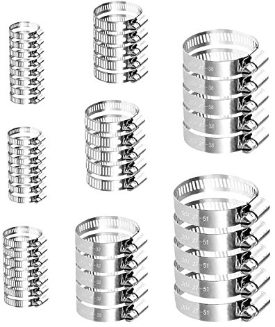 RHSH 70 Stück Profi Schlauchschellen 6-51 mm Rohrschellen aus Edelstahl einstellbare Schlauchklemmen für Gartenschlauch Sprinkler Haus Gas Rohr Wasserrohr Pool Teich Waschmaschine Automobiltubing