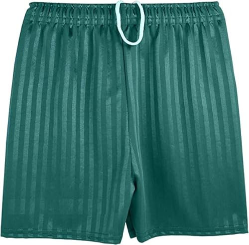 Candid Styles® Shadow Stripe School PE Shorts Kids Boys Girls Summer Gym Sports Football Games Cycling Shorts(Bottle Green, 5-6 Years)