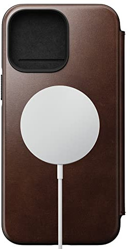 NOMAD Modernes Horween-Leder-Folio mit MagSafe, kompatibel für iPhone 14 Pro 6,1 Zoll (Braun)