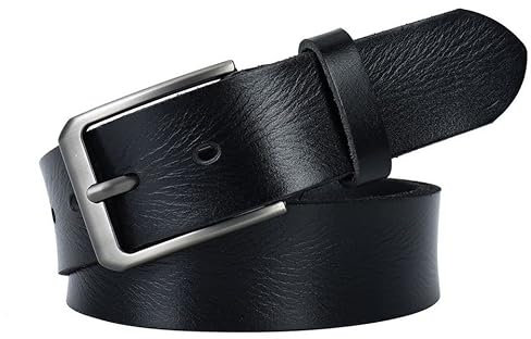 CALIYO Gürtel Herren, Ledergürtel Herren aus Rindsleder Belt Men Metall Retro Jeansgürtel, 3.8cm Breit Länge kürzbar Herrengürtel