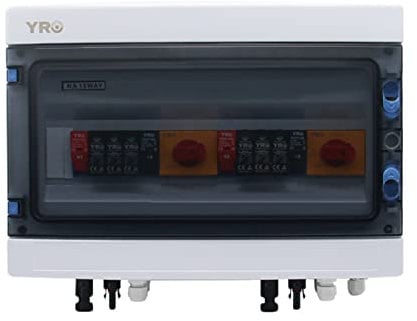 Treesunshine Solar PV Anschlusskasten Photovoltaik, Anschlusskasten IP65 wasserdicht, Überspannungsschutz Blitzschutz Leistungsschalter, für Off Grid System und Solar Panel Kit (2 rein 2 raus)