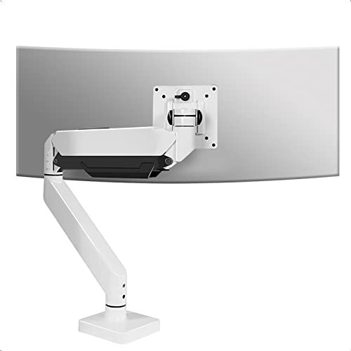 HILLPORT Blanc Support Écran PC Moniteur Bras Simple de 17 à 43 Pouces Ergonomique Ressort à Gaz Réglable Fixation Bureau Rotatif à 360° Capacité de Charge 6-13,5 kg VESA 75x75mm et 100x100mm M7P