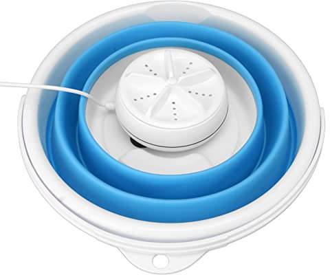 Dpofirs USB-Mini-Waschmaschine, 6 W, 5 L, Faltbar, mit Dual-Waschsystem, 4 Gänge Verstellbar, Heimwaschmaschine für Camping, Apartments, Schlafsäle, Studentenzimmer (Blau)