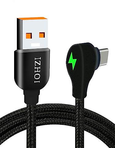 IZHOI 90 Grad Usb C Kabel Schnellladekabel Geflochten Rechter Winkel USB C Ladekabel 6A 66W für Xiaomi,Huawei,Oppo,One Plus (0.5M)