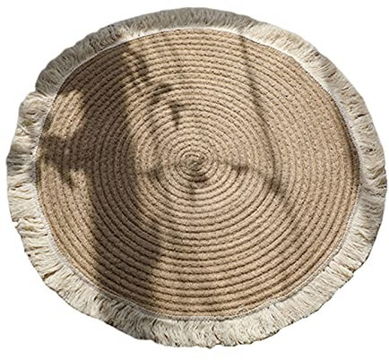Duiaynke Japanischer Jute-Teppich, Fransen-Design, Retro-Webteppich, Sofa-Teppich oder Wandteppich, Sofakissen und Gebetsmatten (80 cm)