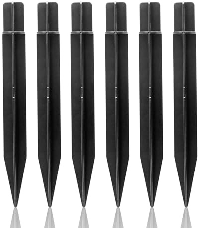 Moicstiy 6 Stück Solar-Lichtpfähle, 21,6 cm, Kunststoff-Erdspieß, schwarze Wegelichter, Erdspieß für Hof, Garten, Außenbereich (Innendurchmesser 2,2 cm)
