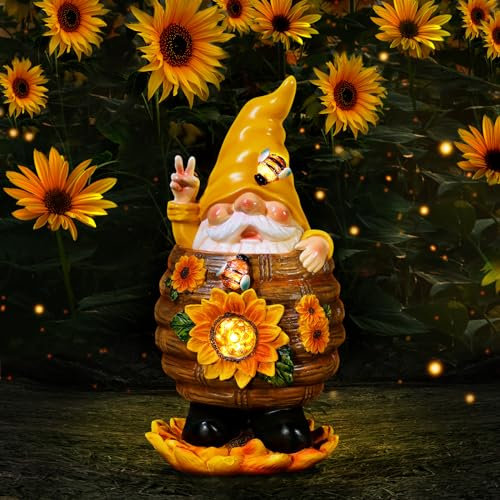 Linkax Solar Gartenfiguren Gartenzwerge Gartendeko für Draußen, Geschenke für Mama Oma Frauen sie, Gartenstatuen Außen Deko für Terrasse Balkon, Geburtstagsgeschenk Ostergeschenke Muttertagsgeschenke