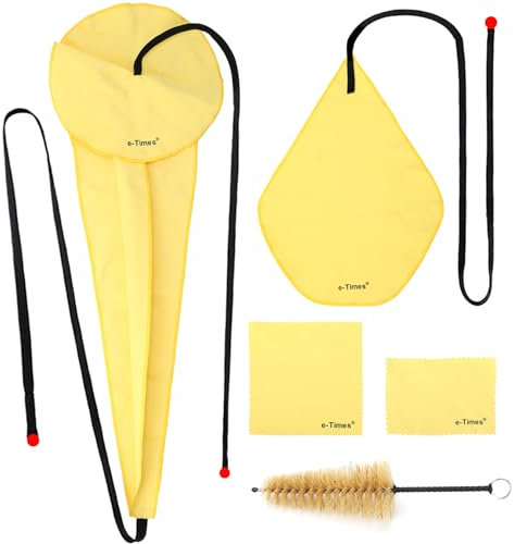 Saxophone Cleaning Cloth Kit, for Alto Tenor Soprano Sax and Other Wind & Woodwind Instruments, Including Cleaning Cloth (4 Pcs) & Mouthpiece Brush