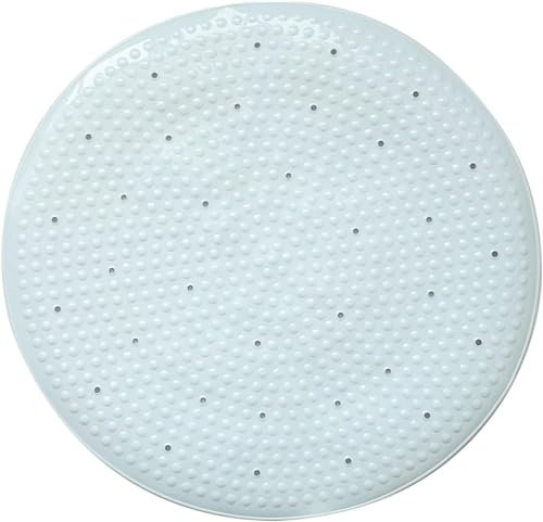 Tapis de douche rond antidérapant avec ventouse pour personnes handicapées Blanc