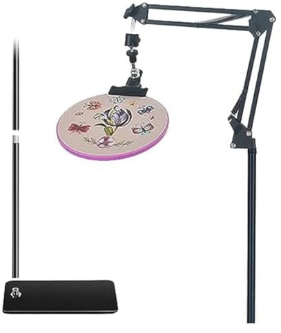 Deger Embroidery Hoop Lap Stand CrossStitch Holder Adjust Metal Black for Embroidery Hoops