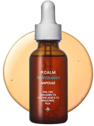 P.CALM Retinolagen Ampoule – Retinol & Vegan Hydrolyzed Collagen for Pore Tightening, Wrinkles, and Fine Line Care, Korean Glass Skin (30ml / 1.01 fl.oz)