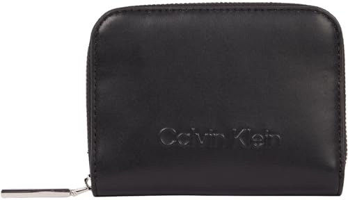 Calvin Klein Donna Portafoglio Embossed Logo Zip Piccolo, Nero (Ck Black), Taglia Unica