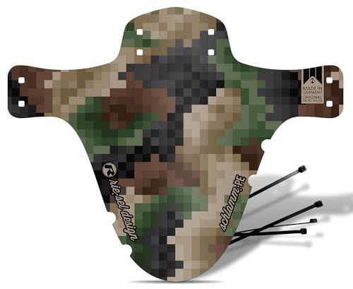 Riesel Design 1x Mudguard - Schlamm:PE - MTB Schutzblech inkl. Kabelbinder/Stylisches Fahrrad Schutzblech & modernes Mountainbike Schutzblech für Jede Fahrradgröße - NEU 2023/24 (Pixel camo)