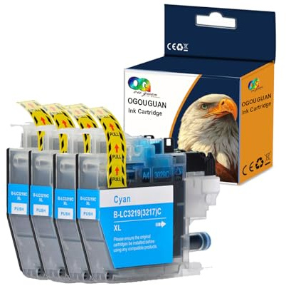 OGOUGUAN Caidi Tintenpatrone, kompatibel mit LC3219 LC3217 LC3219XL LC-3219XL LC3219XLM LC3217M (4-Pack Cyan), Ersatz für Brother MFC-J5330DW MFC-J6530DW MFC-J6930DW MFC-J5335DW