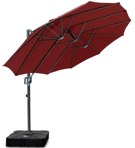 RANSENERS Ampelschirm DoppelSonnenschirm Elliptisch 430x270cm (ohne/mit Schirmständer) - UV50+ Stoff Schützen Sie sich vor Sonnenstrahlen im Garten