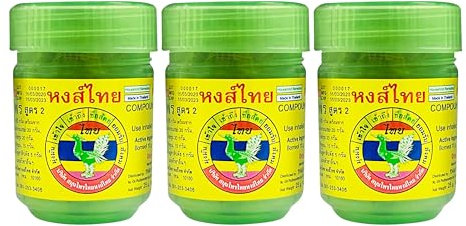 Hong Thai inhalador, Hongthai Brand aromaterapia inhaladores nasales, Botella verde - 3 x 40 g (3 piezas)