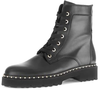 Gabor Damen Combat Boots, Frauen Stiefeletten,Best Fitting,schnürstiefel,Stiefel,Bootee,Booties,halbstiefel,schwarz (Gold),37 EU / 4 UK