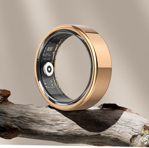 DEKELIFE 2024 Neu Smart Ring Herren Damen, Fitness Ring Tracker Gesundheitsring mit Herzfrequenz, SpO2, Schlaftracker, 100+ Sportmodi IP68 Wasserdicht Smartringe für Android und iOS, Size 10, Gold