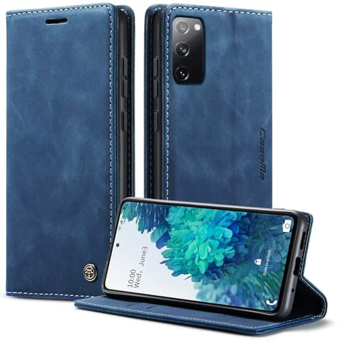 Phernykas Coque pour Samsung Galaxy S20 FE 4G/5G Étui Wallet Cover, Housse Flip en Cuir Premium PU Portefeuille Case, [Fentes pour Cartes] [Magnétique] [Antichoc] [Kickstand] Housse S20 FE Case, Bleu