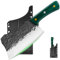 FULLHI Coltello da macellaio pesante Mannaia per carne Coltello da chef con guaine 2pcs in acciaio ad alto tenore di carbonio Taglio di carne per la casa, campeggio, barbecue (Verde, 19.5cm)
