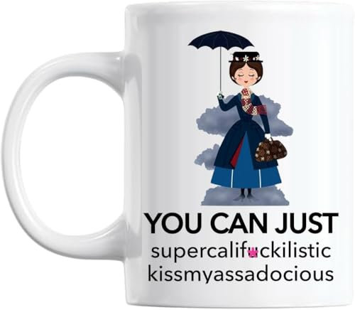 kisoyo Mary Poppins Mug Funny Secret Santa Supercalifragilistic Rude Sweary Office Work Gift