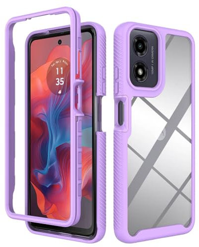 SEAHAI Transparente Coque pour Motorola Moto E14/Moto G24/Moto G24 Power/Moto G04/Moto G04S, Étui Rigide PC/Cadre Anti-Chute/Souple TPU Housse Gel Silicone Case Antichoc Cover - Violet Clair