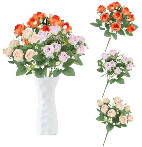astylishome Small Artificial Flowers 30 Pcs Faux Roses Bouquet Fake Rose Flower Realistic Single Stem Bouquet for Wedding Party Office Home Decoration 2220