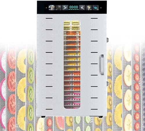 forplubossmmp Deshidratadores De Alimentos Eléctricos De 86 A 194 °F, Máquina Deshidratadora De Alimentos con Luz Cálida Y 2 Ventiladores, Máquina Secadora Comercial De Frutas Y Carnes,20-Layer
