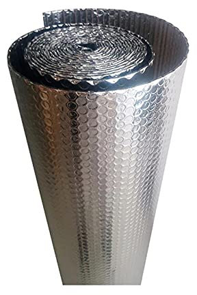 Reflective Radiator Insulation Board with Foil Bubble Heat Shield Roll for Roof Back Side Tape Included (1m x 30m)