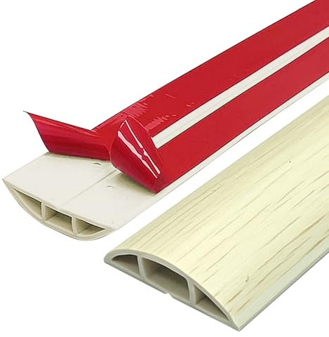 Flexibler Fussboden Kabelkanal Selbstklebend,Kabelbrücke PVC Boden Kabelabdeckung Kabel Verstecken Kabelschutz für alle Netzkabel in Haus Büro Schule Lager (Weiße Eiche, 60mm×2M)