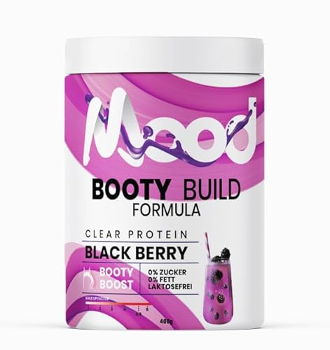 Booty Pump Booster - Gym Workout & Po Push Muskel Aufbauen - Glow Up Protein Limo - Big Glutes - Pre Workout Pulver Shake - Muskeltraining - Muscle Gain & Aminosäuren (400g, Black Berry)
