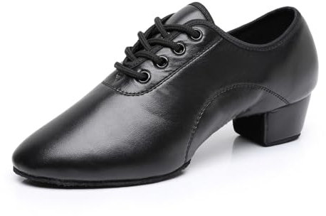 Latein Jazz Tanzschuhe Modern Damen Geschlossene Lehrleistung Standard Gesellschaftstanzschuhe Schnürung 3,5 cm (Schwarz A,37)
