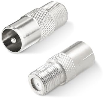 Superbat F Female to TV Pal Male/Female Coax Aerial Connector Adapter for TV, Modem, Antenna Cable, Satellite Receiver
